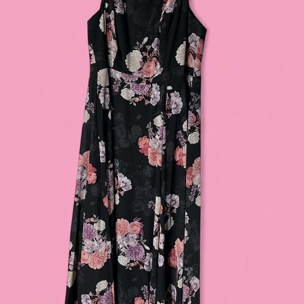 Torrid Black Floral Maxi Dress Size 16 Pink Purple Flowers